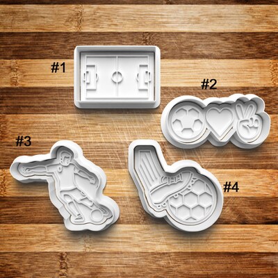 Soccer Cookie Cutter | Cookie Stamp | Cookie Embosser | Cookie Fondant | Clay Stamp | Clay Earring Cutter | 3D Printed | Cleats | Field - image1